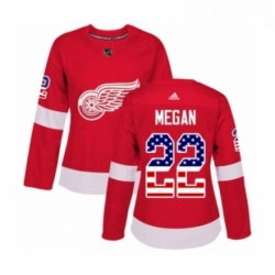 Womens Adidas Detroit Red Wings 22 Wade Megan Authentic Red USA Flag Fashion NHL Jersey 