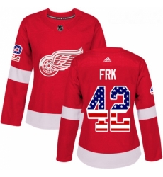 Womens Adidas Detroit Red Wings 42 Martin Frk Authentic Red USA Flag Fashion NHL Jersey Womens Adidas Detroit Red Wings 42 Martin Frk Authentic Red USA Flag Fashion NHL Jersey