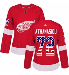 Womens Adidas Detroit Red Wings 72 Andreas Athanasiou Authentic Red USA Flag Fashion NHL Jersey Womens Adidas Detroit Red Wings 72 Andreas Athanasiou Authentic Red USA Flag Fashion NHL Jersey