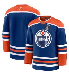 Men Edmonton Oilers Blank Royal 2025 Stanley Cup Final Patch Stitched Hockey Jersey