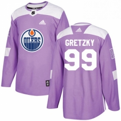 Mens Adidas Edmonton Oilers 99 Wayne Gretzky Authentic Purple Fights Cancer Practice NHL Jersey 