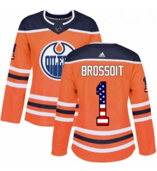 Womens Adidas Edmonton Oilers 1 Laurent Brossoit Authentic Orange USA Flag Fashion NHL Jersey Womens Adidas Edmonton Oilers 1 Laurent Brossoit Authentic Orange USA Flag Fashion NHL Jersey
