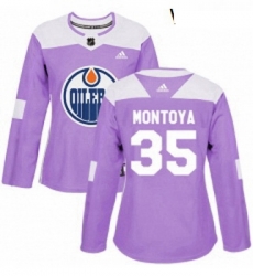 Womens Adidas Edmonton Oilers 35 Al Montoya Authentic Purple Fights Cancer Practice NHL Jersey Womens Adidas Edmonton Oilers 35 Al Montoya Authentic Purple Fights Cancer Practice NHL Jersey