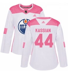 Womens Adidas Edmonton Oilers 44 Zack Kassian Authentic WhitePink Fashion NHL Jersey Womens Adidas Edmonton Oilers 44 Zack Kassian Authentic WhitePink Fashion NHL Jersey