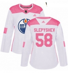Womens Adidas Edmonton Oilers 58 Anton Slepyshev Authentic WhitePink Fashion NHL Jersey Womens Adidas Edmonton Oilers 58 Anton Slepyshev Authentic WhitePink Fashion NHL Jersey