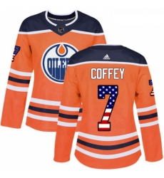 Womens Adidas Edmonton Oilers 7 Paul Coffey Authentic Orange USA Flag Fashion NHL Jersey Womens Adidas Edmonton Oilers 7 Paul Coffey Authentic Orange USA Flag Fashion NHL Jersey