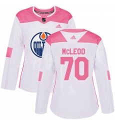 Womens Adidas Edmonton Oilers 70 Ryan McLeod Authentic White Pink Fashion NHL Jersey Womens Adidas Edmonton Oilers 70 Ryan McLeod Authentic White Pink Fashion NHL Jersey