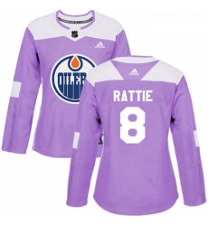Womens Adidas Edmonton Oilers 8 Ty Rattie Authentic Purple Fights Cancer Practice NHL Jersey Womens Adidas Edmonton Oilers 8 Ty Rattie Authentic Purple Fights Cancer Practice NHL Jersey