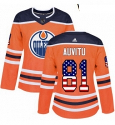 Womens Adidas Edmonton Oilers 81 Yohann Auvitu Authentic Orange USA Flag Fashion NHL Jersey Womens Adidas Edmonton Oilers 81 Yohann Auvitu Authentic Orange USA Flag Fashion NHL Jersey