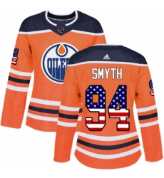 Womens Adidas Edmonton Oilers 94 Ryan Smyth Authentic Orange USA Flag Fashion NHL Jersey Womens Adidas Edmonton Oilers 94 Ryan Smyth Authentic Orange USA Flag Fashion NHL Jersey