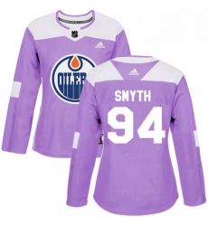 Womens Adidas Edmonton Oilers 94 Ryan Smyth Authentic Purple Fights Cancer Practice NHL Jersey Womens Adidas Edmonton Oilers 94 Ryan Smyth Authentic Purple Fights Cancer Practice NHL Jersey