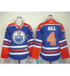 women Edmonton Oilers #4 Taylor Hall LT Blue Jerseys women Edmonton Oilers #4 Taylor Hall LT Blue Jerseys