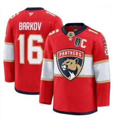 Men Florida Panthers 16 Aleksander Barkov Red 2025 Stanley Cup Final Patch Stitched Hockey Jersey