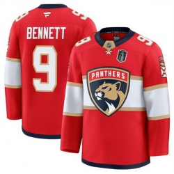 Men Florida Panthers 9 Sam Bennett Red 2025 Stanley Cup Final Patch Stitched Hockey Jersey