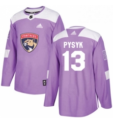 Mens Adidas Florida Panthers 13 Mark Pysyk Authentic Purple Fights Cancer Practice NHL Jersey 