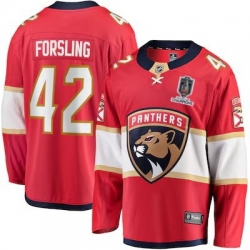 mens fanatics gustav forsling red florida panthers home breakaway player jersey 2025 stanley cup champions