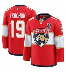 mens fanatics matthew tkachuk red florida panthers home premium jersey 2025 stanley cup champions
