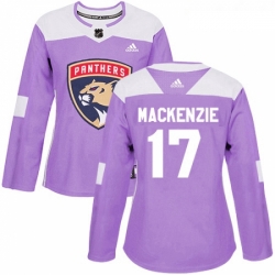 Womens Adidas Florida Panthers 17 Derek MacKenzie Authentic Purple Fights Cancer Practice NHL Jersey 