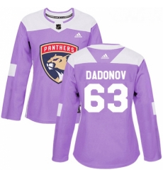 Womens Adidas Florida Panthers 63 Evgenii Dadonov Authentic Purple Fights Cancer Practice NHL Jersey Womens Adidas Florida Panthers 63 Evgenii Dadonov Authentic Purple Fights Cancer Practice NHL Jersey