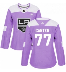 Womens Adidas Los Angeles Kings 77 Jeff Carter Authentic Purple Fights Cancer Practice NHL Jersey Womens Adidas Los Angeles Kings 77 Jeff Carter Authentic Purple Fights Cancer Practice NHL Jersey
