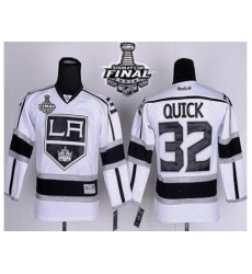 Kids Los Angeles Kings #32 Jonathan Quick White Road 2014 Stanley Cup Finals Stitched NHL Jerseys Kids Los Angeles Kings #32 Jonathan Quick White Road 2014 Stanley Cup Finals Stitched NHL Jerseys