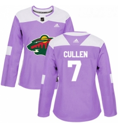 Womens Adidas Minnesota Wild 7 Matt Cullen Authentic Purple Fights Cancer Practice NHL Jersey Womens Adidas Minnesota Wild 7 Matt Cullen Authentic Purple Fights Cancer Practice NHL Jersey