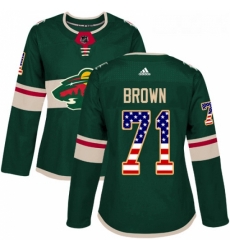Womens Adidas Minnesota Wild 71 J T Brown Authentic Green USA Flag Fashion NHL Jerse Womens Adidas Minnesota Wild 71 J T Brown Authentic Green USA Flag Fashion NHL Jerse