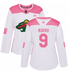 Womens Adidas Minnesota Wild 9 Mikko Koivu Authentic WhitePink Fashion NHL Jersey Womens Adidas Minnesota Wild 9 Mikko Koivu Authentic WhitePink Fashion NHL Jersey