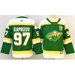 Youth Minnesota Wild 97 Kirill Kaprizov Green 2024 25 Alternate With A Patch Stitched Hockey Jersey