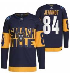 Men Nashville Predators 84 Tanner Jeannot 2022 Navy Stadium Series Breakaway Player Stitched Jersey