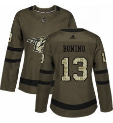 Womens Adidas Nashville Predators 13 Nick Bonino Authentic Green Salute to Service NHL Jersey Womens Adidas Nashville Predators 13 Nick Bonino Authentic Green Salute to Service NHL Jersey