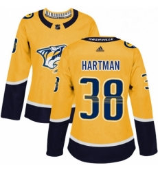 Womens Adidas Nashville Predators 38 Ryan Hartman Authentic Gold Home NHL Jersey Womens Adidas Nashville Predators 38 Ryan Hartman Authentic Gold Home NHL Jersey