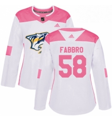 Womens Adidas Nashville Predators 58 Dante Fabbro Authentic WhitePink Fashion NHL Jersey Womens Adidas Nashville Predators 58 Dante Fabbro Authentic WhitePink Fashion NHL Jersey