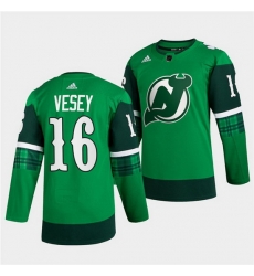 Men New jerseyy Devils 16 Jimmy Vesey Green Warm Up St Patricks Day Stitched jersey Men New jerseyy Devils 16 Jimmy Vesey Green Warm Up St Patricks Day Stitched jersey