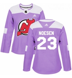 Womens Adidas New Jersey Devils 23 Stefan Noesen Authentic Purple Fights Cancer Practice NHL Jersey Womens Adidas New Jersey Devils 23 Stefan Noesen Authentic Purple Fights Cancer Practice NHL Jersey
