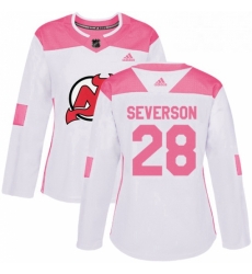 Womens Adidas New Jersey Devils 28 Damon Severson Authentic WhitePink Fashion NHL Jersey Womens Adidas New Jersey Devils 28 Damon Severson Authentic WhitePink Fashion NHL Jersey