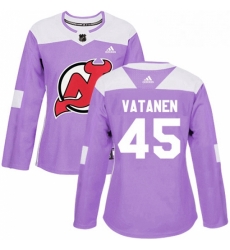Womens Adidas New Jersey Devils 45 Sami Vatanen Authentic Purple Fights Cancer Practice NHL Jersey Womens Adidas New Jersey Devils 45 Sami Vatanen Authentic Purple Fights Cancer Practice NHL Jersey
