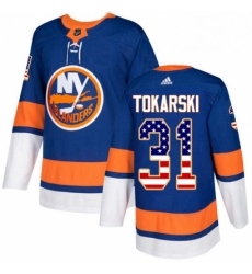 Mens Adidas New York Islanders 31 Dustin Tokarski Authentic Royal Blue USA Flag Fashion NHL Jersey Mens Adidas New York Islanders 31 Dustin Tokarski Authentic Royal Blue USA Flag Fashion NHL Jersey