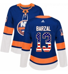 Womens Adidas New York Islanders 13 Mathew Barzal Authentic Royal Blue USA Flag Fashion NHL Jersey Womens Adidas New York Islanders 13 Mathew Barzal Authentic Royal Blue USA Flag Fashion NHL Jersey