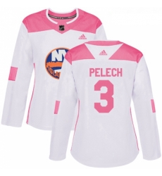 Womens Adidas New York Islanders 3 Adam Pelech Authentic White Pink Fashion NHL Jersey Womens Adidas New York Islanders 3 Adam Pelech Authentic White Pink Fashion NHL Jersey