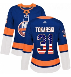 Womens Adidas New York Islanders 31 Dustin Tokarski Authentic Royal Blue USA Flag Fashion NHL Jersey Womens Adidas New York Islanders 31 Dustin Tokarski Authentic Royal Blue USA Flag Fashion NHL Jersey