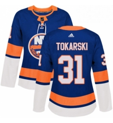 Womens Adidas New York Islanders 31 Dustin Tokarski Premier Royal Blue Home NHL Jersey Womens Adidas New York Islanders 31 Dustin Tokarski Premier Royal Blue Home NHL Jersey