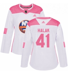 Womens Adidas New York Islanders 41 Jaroslav Halak Authentic WhitePink Fashion NHL Jersey Womens Adidas New York Islanders 41 Jaroslav Halak Authentic WhitePink Fashion NHL Jersey