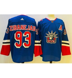 Men New York Rangers 93 Mika Zibanejad Blue 2022 23 Reverse Retro Stitched Jersey Men New York Rangers 93 Mika Zibanejad Blue 2022 23 Reverse Retro Stitched Jersey