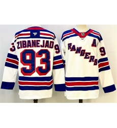 Men New York Rangers 93 Mika Zibanejad White With A Patch 2024 25 Away Stitched Hockey Jersey Men New York Rangers 93 Mika Zibanejad White With A Patch 2024 25 Away Stitched Hockey Jersey