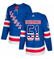 Mens Adidas New York Rangers 51 David Desharnais Authentic Royal Blue USA Flag Fashion NHL Jersey Mens Adidas New York Rangers 51 David Desharnais Authentic Royal Blue USA Flag Fashion NHL Jersey