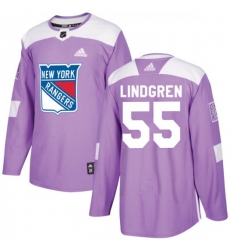 Ryan Lindgren New York Rangers Men's Adidas Authentic Purple Fights Cancer Practice Jersey Ryan Lindgren New York Rangers Men's Adidas Authentic Purple Fights Cancer Practice Jersey