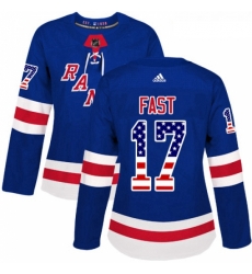 Womens Adidas New York Rangers 17 Jesper Fast Authentic Royal Blue USA Flag Fashion NHL Jersey Womens Adidas New York Rangers 17 Jesper Fast Authentic Royal Blue USA Flag Fashion NHL Jersey