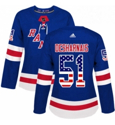 Womens Adidas New York Rangers 51 David Desharnais Authentic Royal Blue USA Flag Fashion NHL Jersey Womens Adidas New York Rangers 51 David Desharnais Authentic Royal Blue USA Flag Fashion NHL Jersey