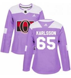Womens Adidas Ottawa Senators 65 Erik Karlsson Authentic Purple Fights Cancer Practice NHL Jersey Womens Adidas Ottawa Senators 65 Erik Karlsson Authentic Purple Fights Cancer Practice NHL Jersey